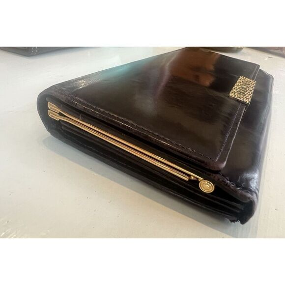 GIVENCHY Vintage Luxury Designer French Wallet Black Liquid LeatherGG Logo Large - Picture 9 of 15